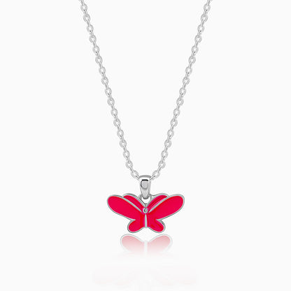 Silver Pookie Butterfly Kids Pendant With Link Chain