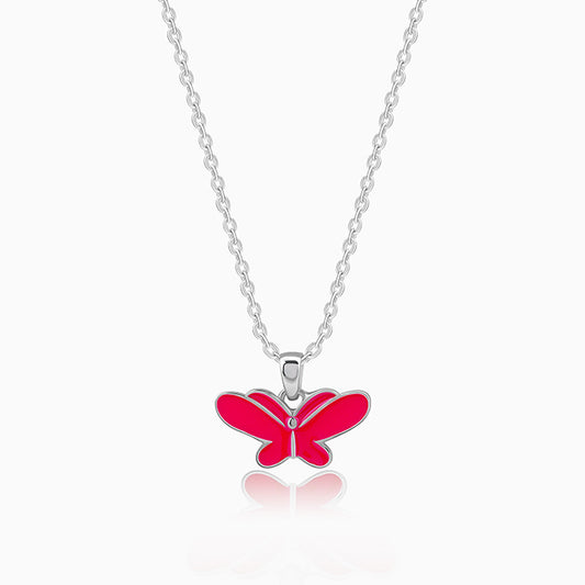 Silver Pookie Butterfly Kids Pendant With Link Chain