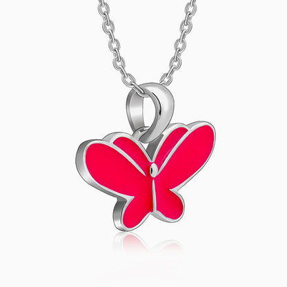 Silver Pookie Butterfly Kids Pendant With Link Chain