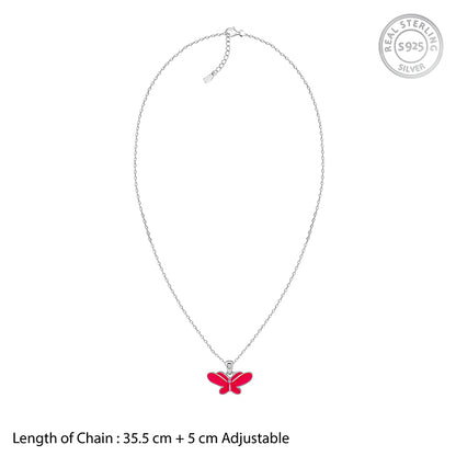 Silver Pookie Butterfly Kids Pendant With Link Chain