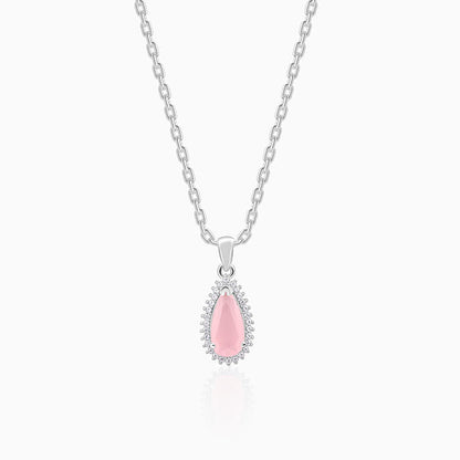 Silver Blush Aura Drop Pendant With Link Chain