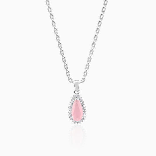 Silver Blush Aura Drop Pendant With Link Chain