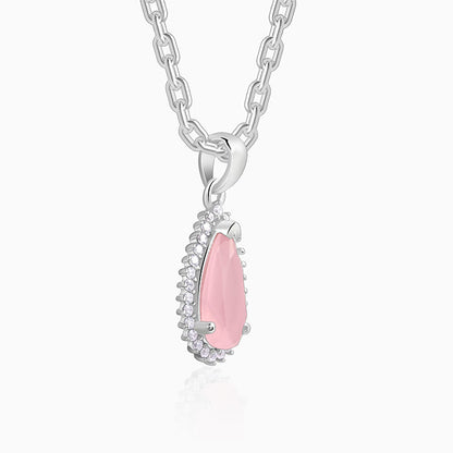 Silver Blush Aura Drop Pendant With Link Chain