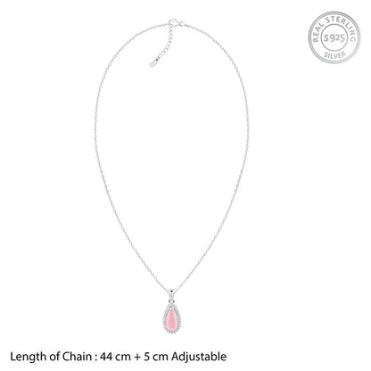 Silver Blush Aura Drop Pendant With Link Chain