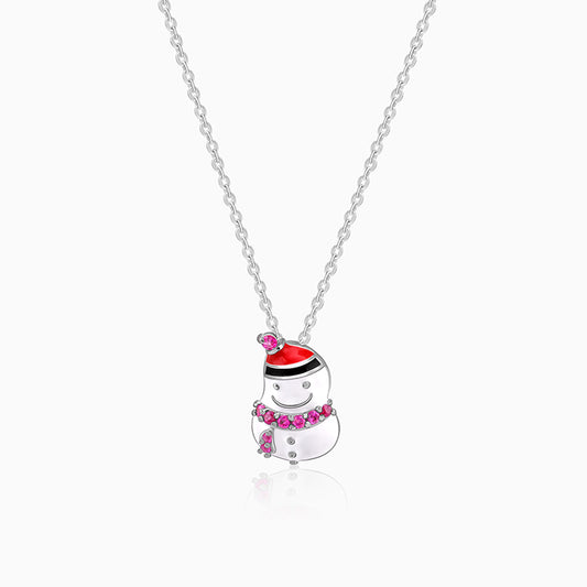 Silver Snowman Kids Pendant With Link Chain