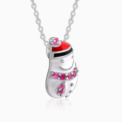Silver Snowman Kids Pendant With Link Chain