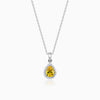 Silver Yellow Drop Pendant With Link Chain
