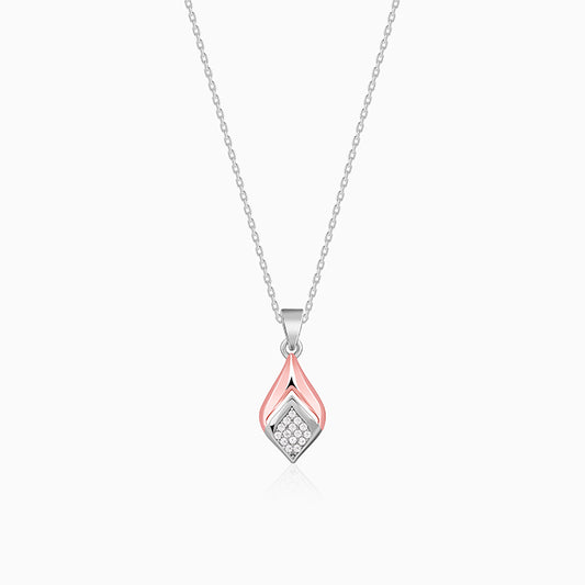 Dual Tone Majestic Rhombus Pendant With Link Chain