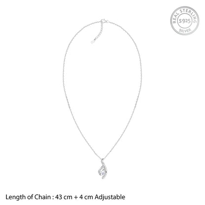 Silver Dancing Swirl Pendant with Link Chain