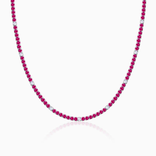 Silver Coral Blush Tennis Necklace