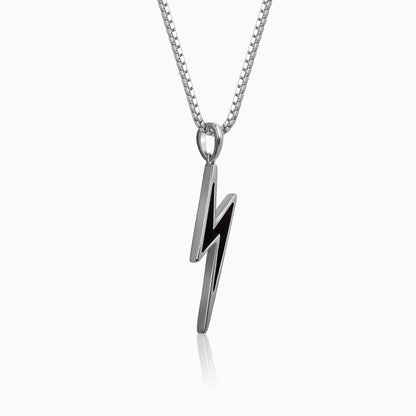Black Rhodium Thunder Pendant With Box Chain For Him