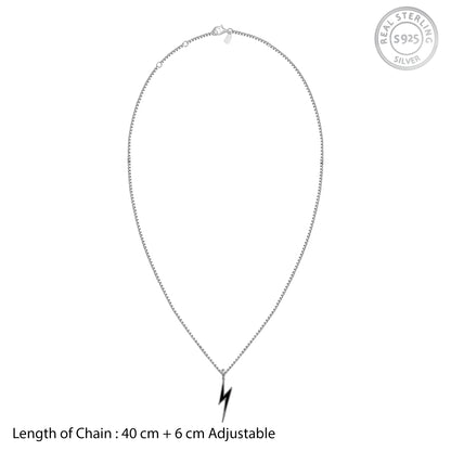 Black Rhodium Thunder Pendant With Box Chain For Him