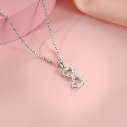 Silver All Hearts Pendant With Link Chain