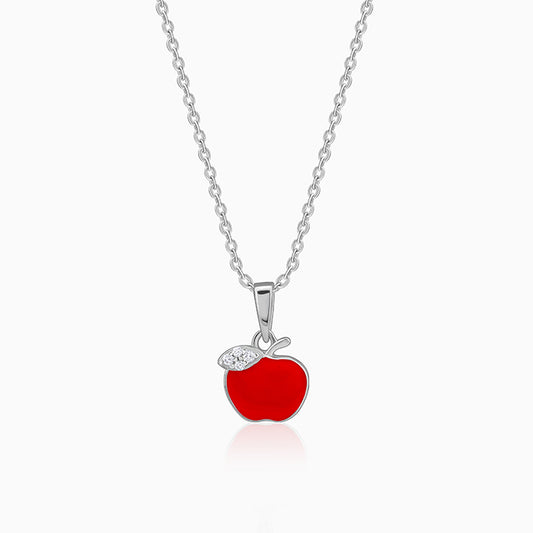 Silver Apple Kids Pendant With Link Chain