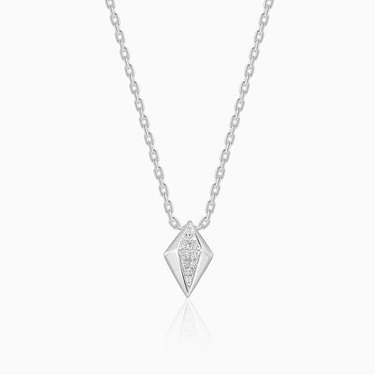 Silver Shiny Rhombus Pendant With Link Chain