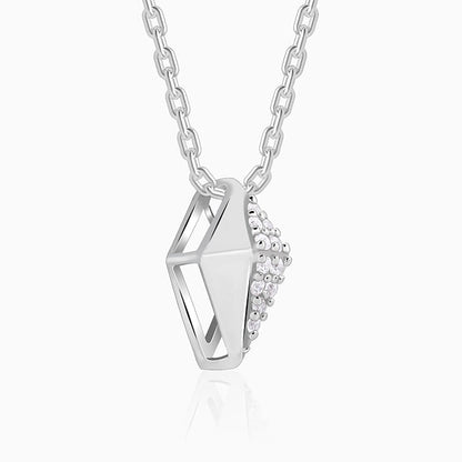 Silver Shiny Rhombus Pendant With Link Chain