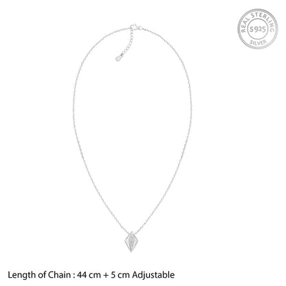 Silver Shiny Rhombus Pendant With Link Chain