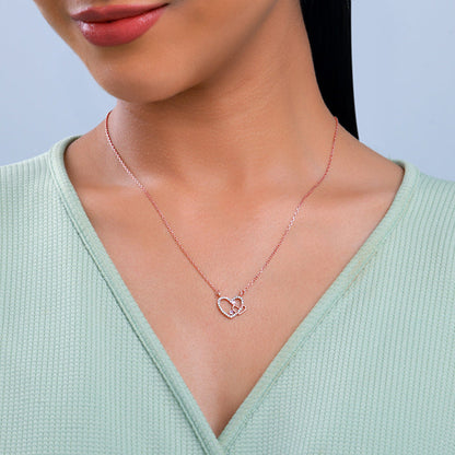 Rose Gold Double the Love Pendant with Link Chain