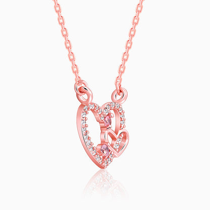 Rose Gold Double the Love Pendant with Link Chain