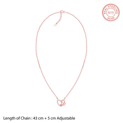 Rose Gold Double the Love Pendant with Link Chain