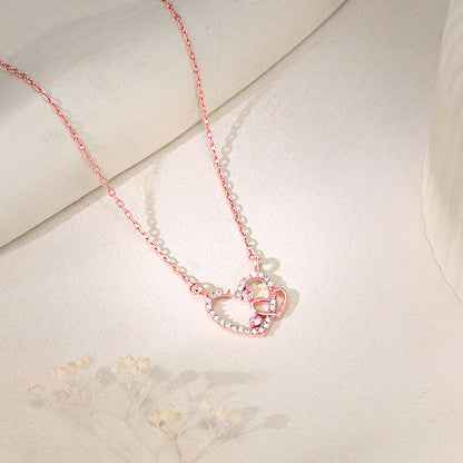 Rose Gold Double the Love Pendant with Link Chain