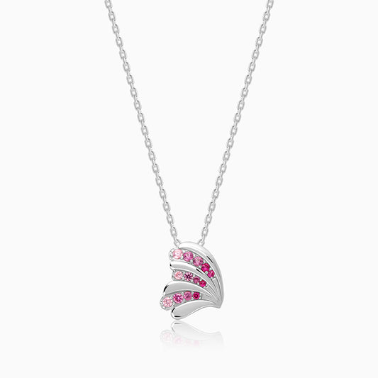 Silver Waveshell Pendant With Link Chain