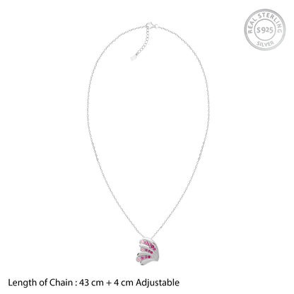 Silver Waveshell Pendant With Link Chain