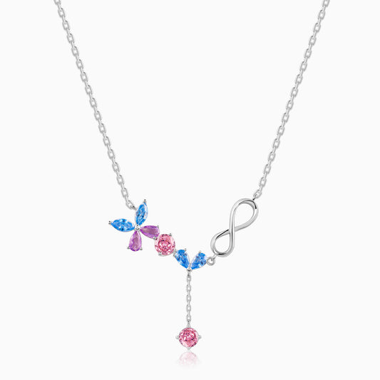 Silver Blue Butterfly Infinity Necklace