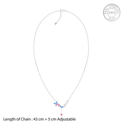 Silver Blue Butterfly Infinity Necklace