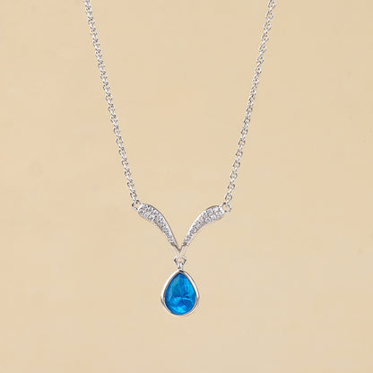 Silver Aqua Blue Necklace