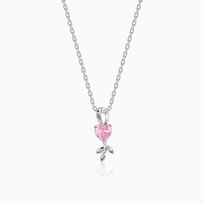 Silver Hearts in Bloom Pendant With Link Chain