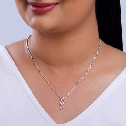 Silver Hearts in Bloom Pendant With Link Chain