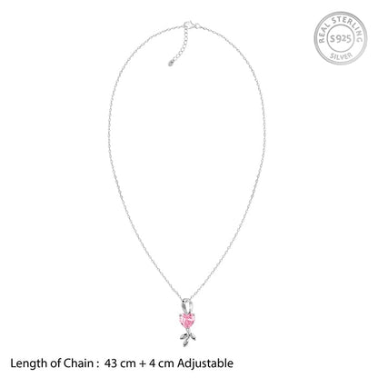 Silver Hearts in Bloom Pendant With Link Chain