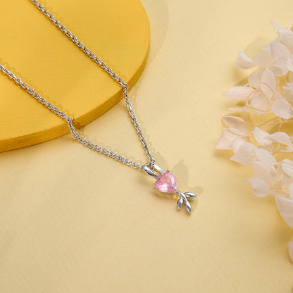 Silver Hearts in Bloom Pendant With Link Chain