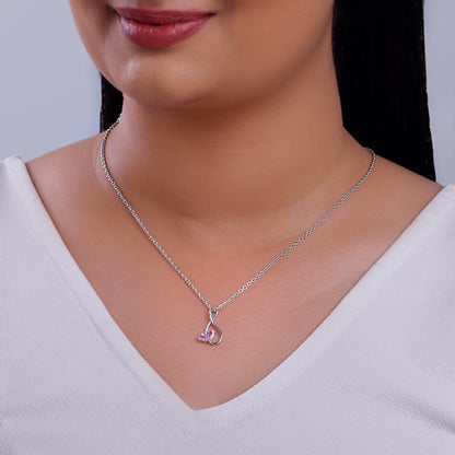 Silver Blush of Love Pendant With Link Chain