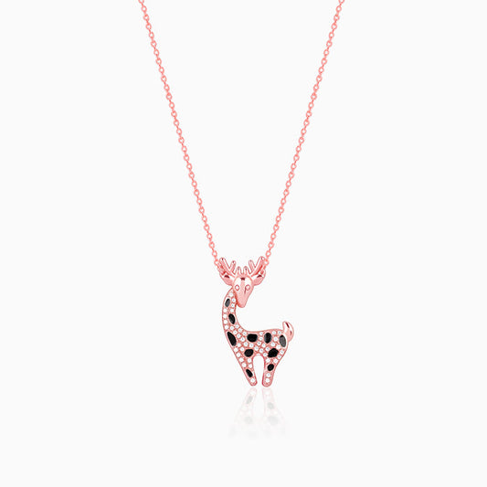 Rose Gold Giraffe Pendant With Link Chain