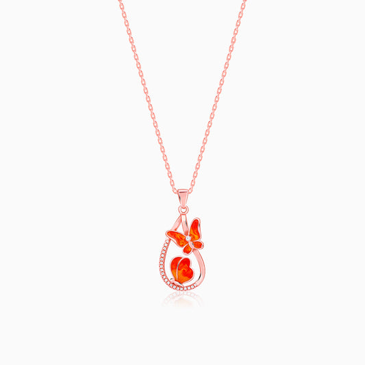 Rose Gold Flutterdrop Pendant With Link Chain