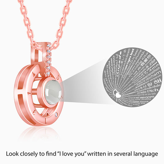 Rose Gold A 100 I Love You Pendant With Link Chain