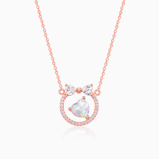 Rose Gold Bow Heart Necklace