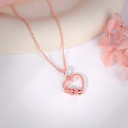 Rose Gold All Hearts Pendant With Link Chain