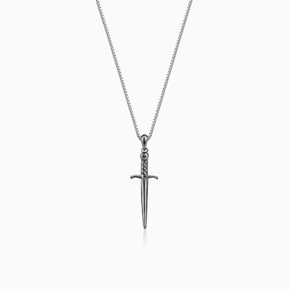 Black Rhodium Vintage Sword Pendant With Box Chain For Him - black rhodium pendant for men