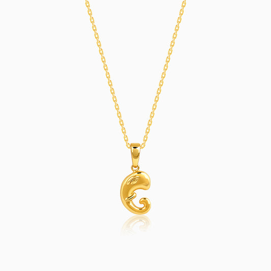 Golden Ganpati Trunk Pendant With Link Chain