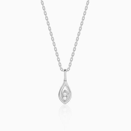 Silver Tear Drop Pendant With Link Chain