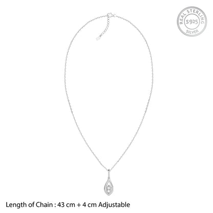 Silver Tear Drop Pendant With Link Chain