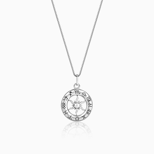 Oxidised Silver AstroHalo Pendant With Box Chain For Him