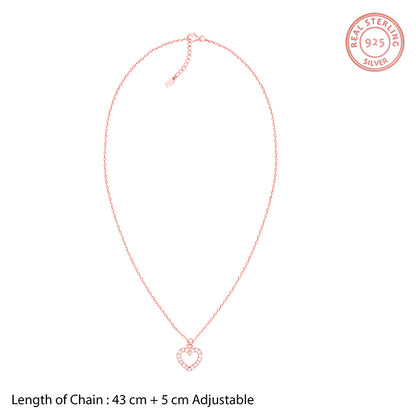 Rose Gold Heart Pendant With Link Chain