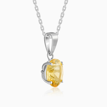 Silver Grace Citrine Pendant With Link Chain