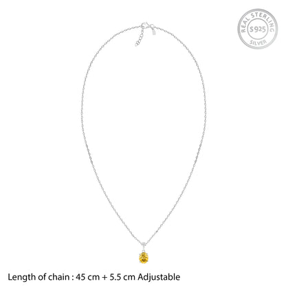 Silver Grace Citrine Pendant With Link Chain