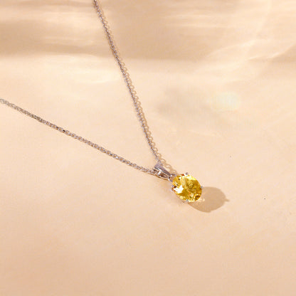 Silver Grace Citrine Pendant With Link Chain