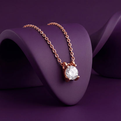 Rose Gold Solitaire Gleam Pendant With Link Chain